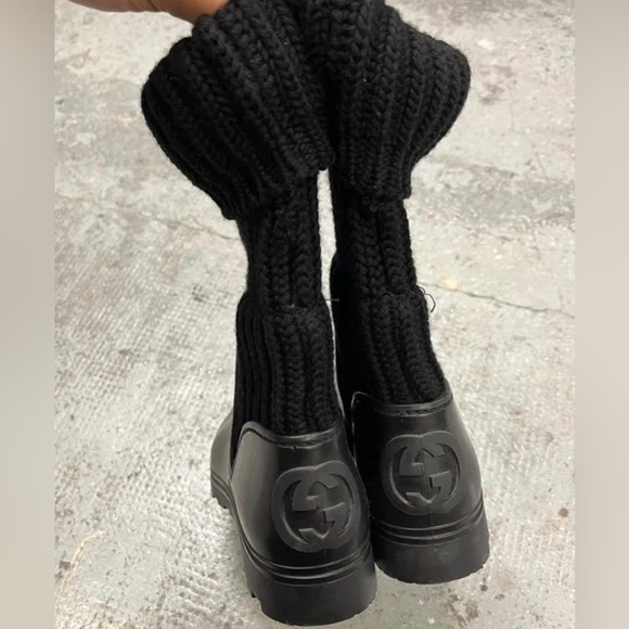 Gucci Shoes - Gucci Aspen Lug Sole Wool/ Rubber Black Boots